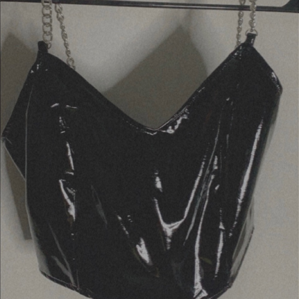 Leather Cami Top with Chain Straps